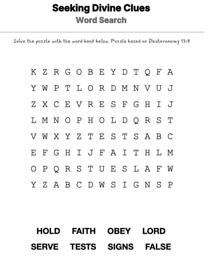 Serving God word-search